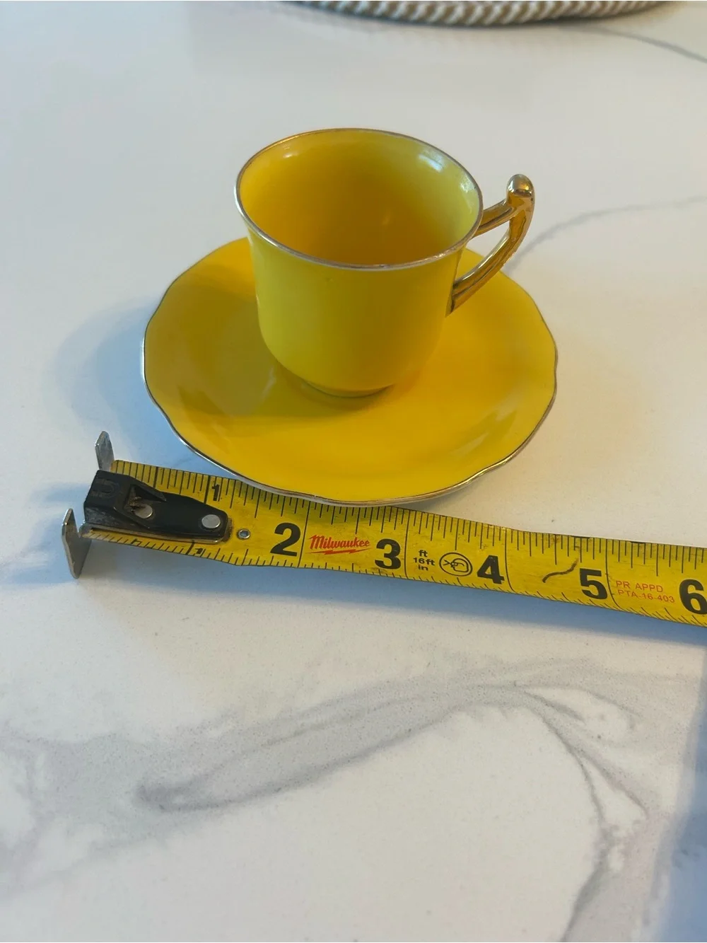 3 Sets Of Mini GOLDCASTLE Yellow Tea Cups